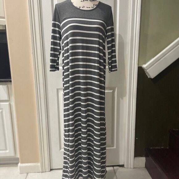 Exist Maxi Dress 3/4 Sleeve Stripe Ribbed Sz Medium Cotton Versatile Aesthetic - Picture 15 of 16